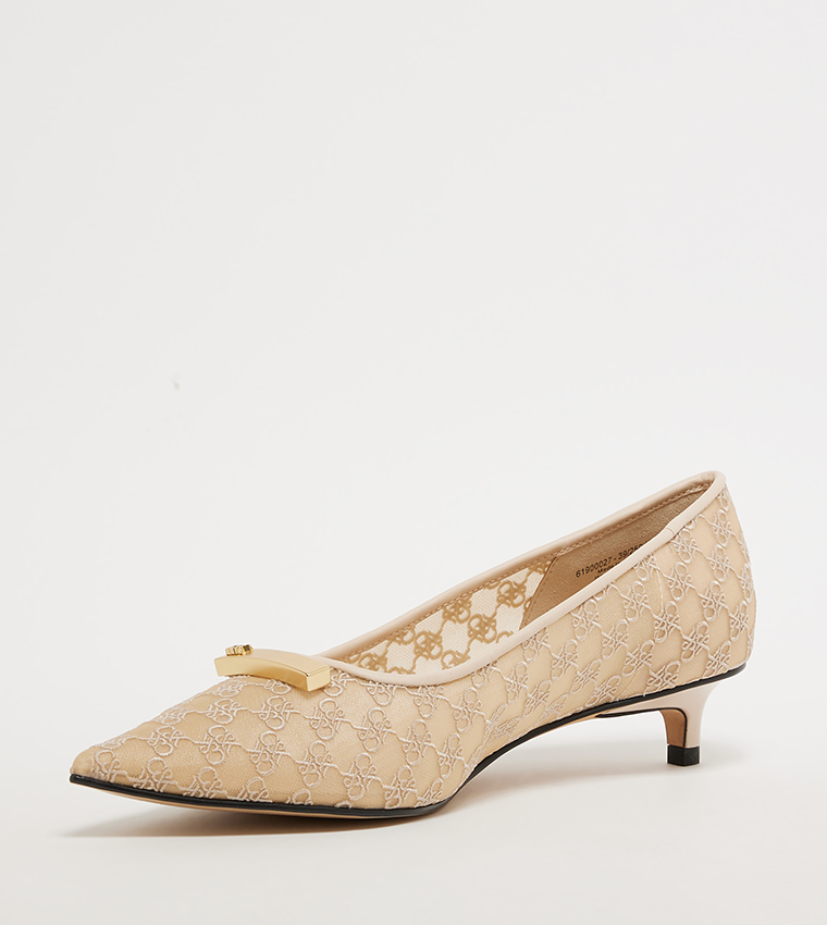 Mesh Kitten-Heel Pumps