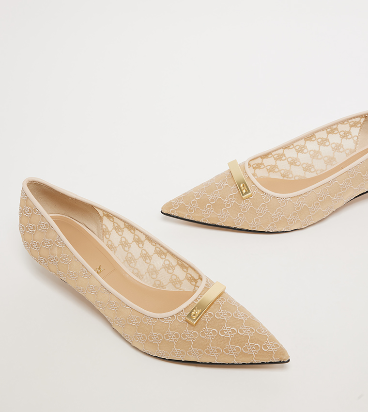 Mesh Kitten-Heel Pumps