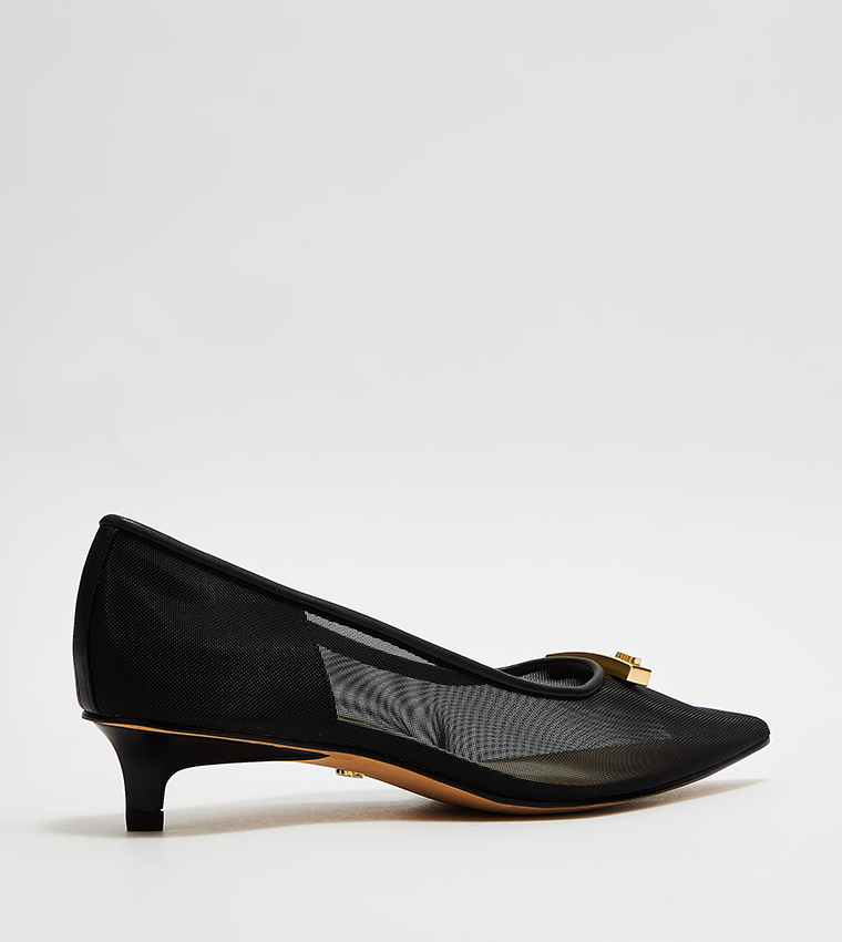 Mesh Kitten-Heel Pumps