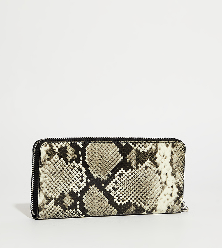 Snakeskin Print Zip-Around Wallet