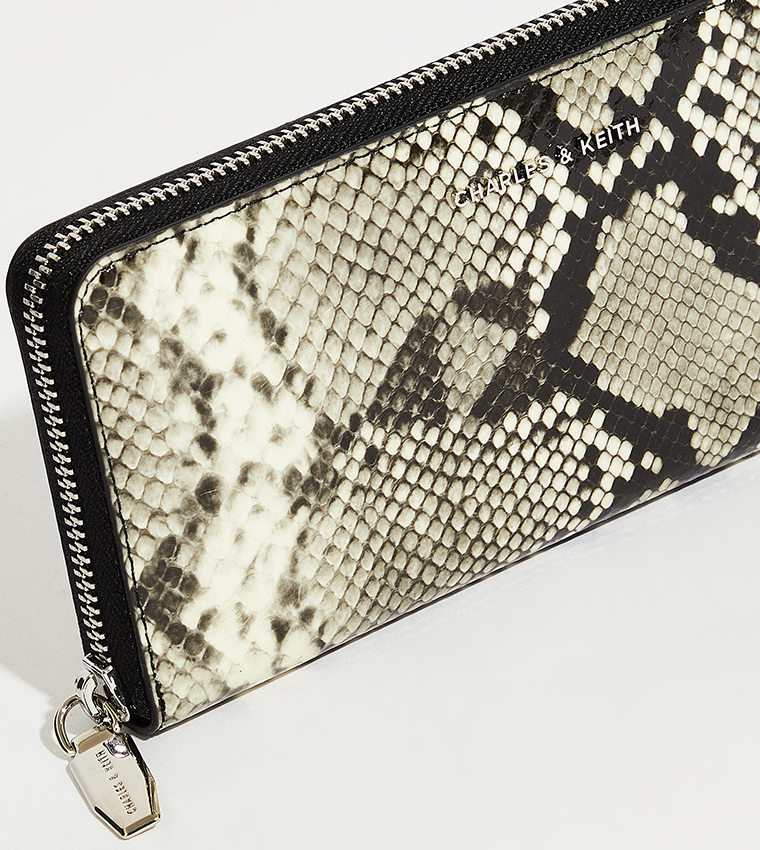 Snakeskin Print Zip-Around Wallet