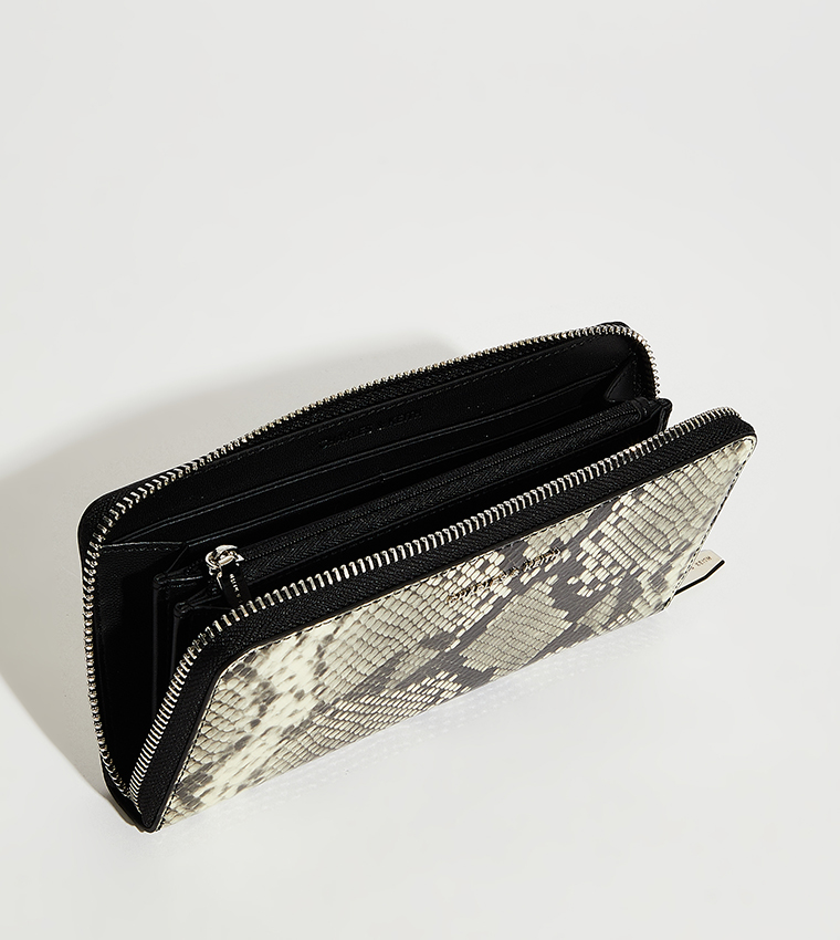 Snakeskin Print Zip-Around Wallet