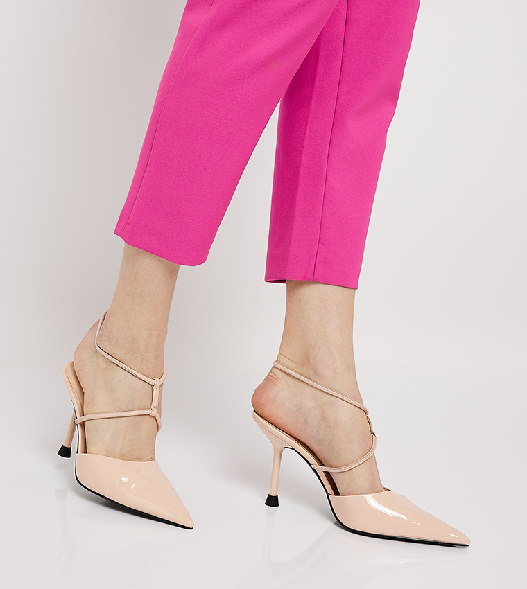 Patent T-Strap Pointed Toe Pumps