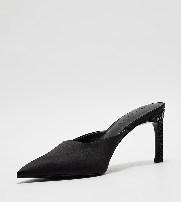 Embellished Heel Mule Pumps