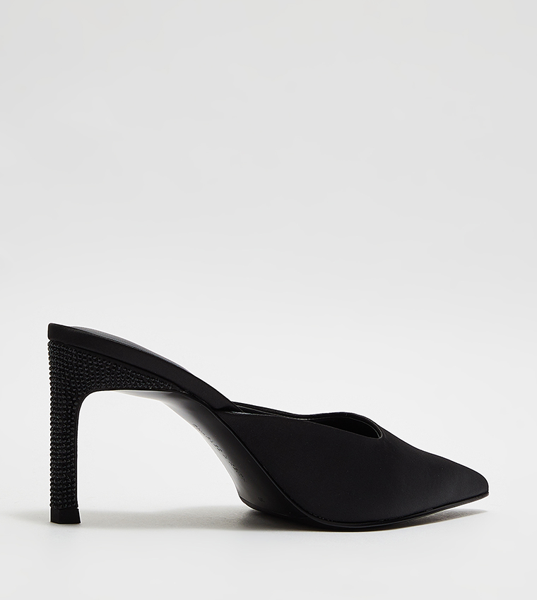 Embellished Heel Mule Pumps