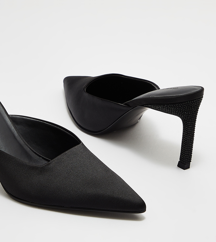 Embellished Heel Mule Pumps