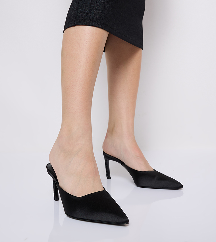 Embellished Heel Mule Pumps