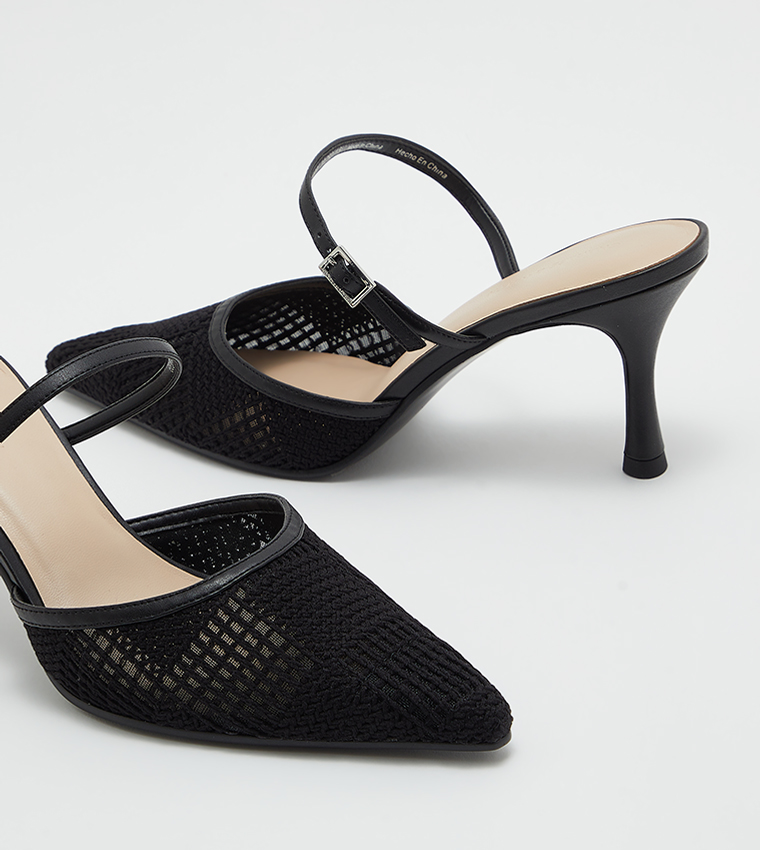 Pointed Toe Mesh Heel Mules