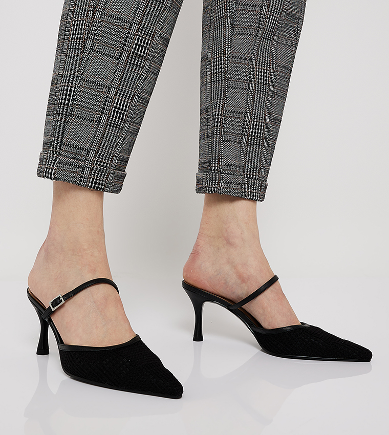 Pointed Toe Mesh Heel Mules