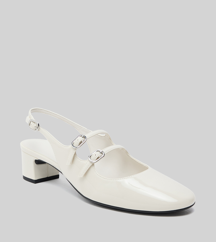 Block Heel Slingback Mary Jane Pumps
