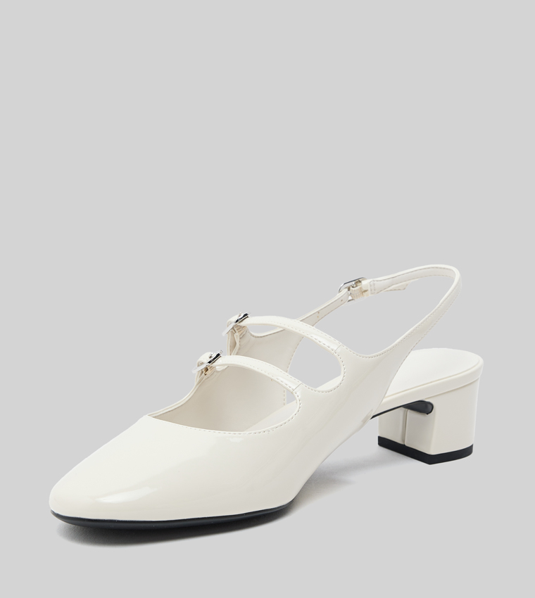Block Heel Slingback Mary Jane Pumps
