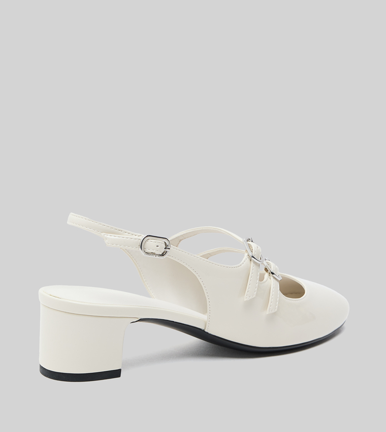Block Heel Slingback Mary Jane Pumps
