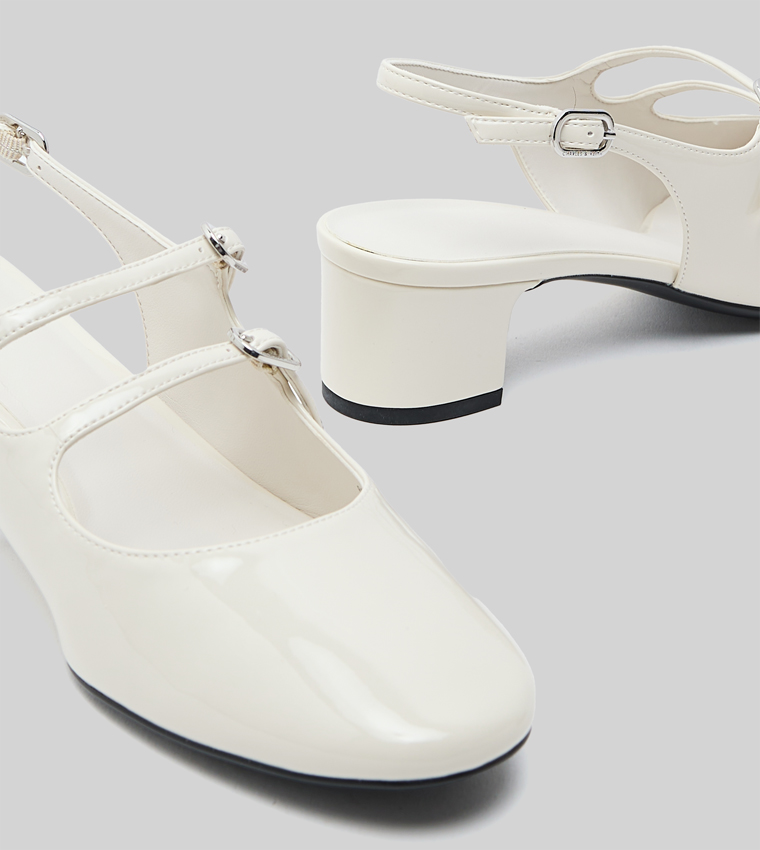 Block Heel Slingback Mary Jane Pumps