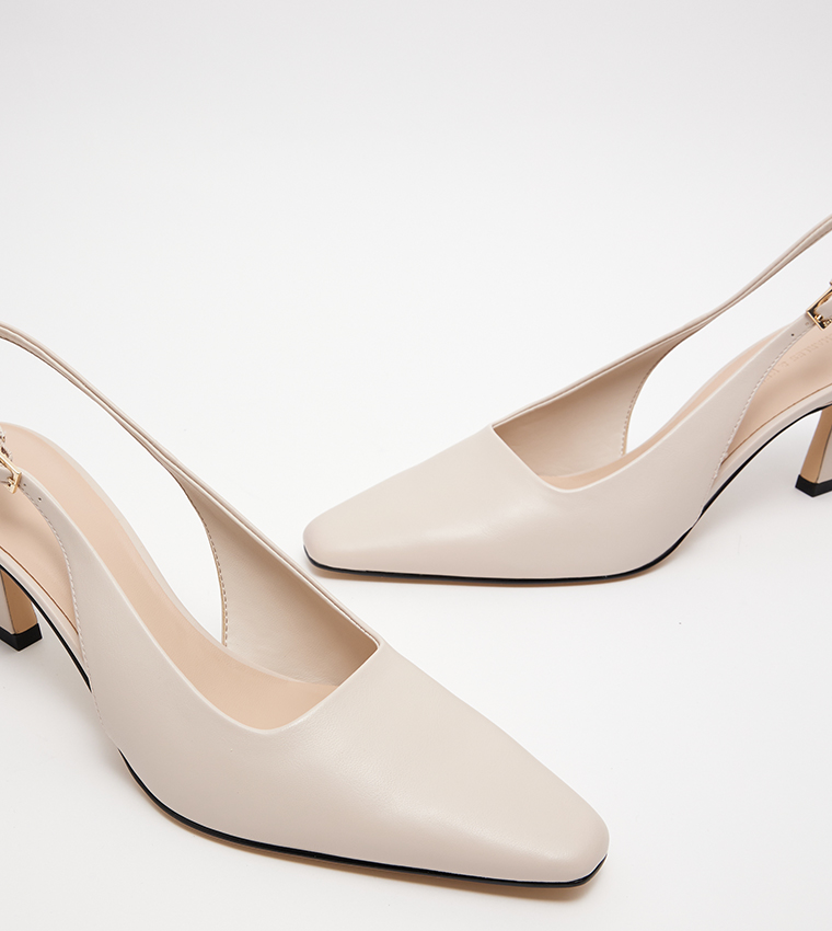 Square Toe Slingback Pumps