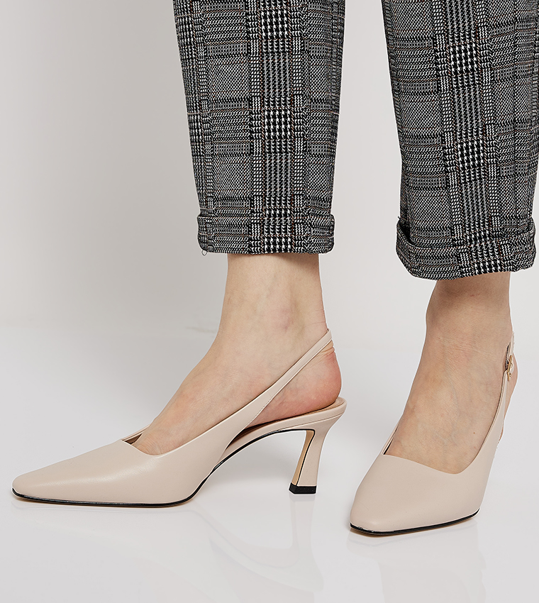 Square Toe Slingback Pumps