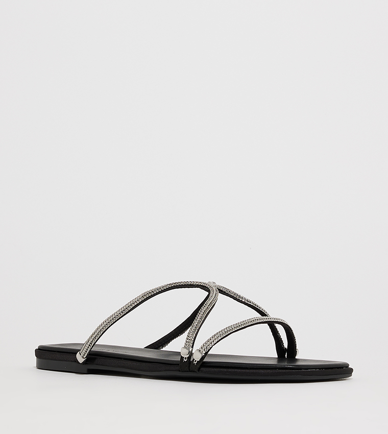Embellished Open Toe Flat Sandals