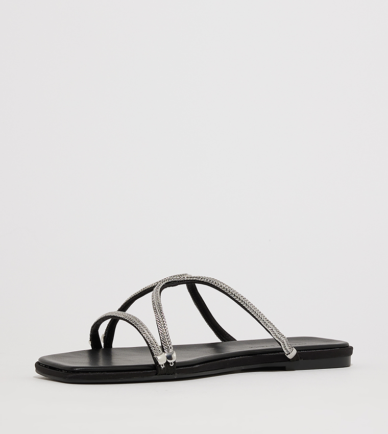 Embellished Open Toe Flat Sandals