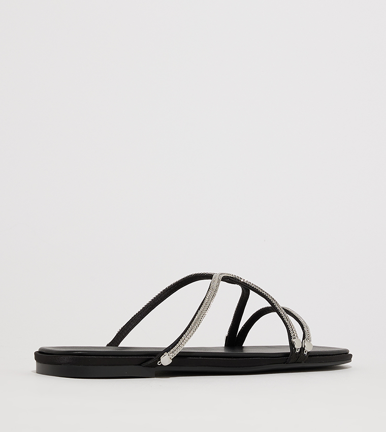 Embellished Open Toe Flat Sandals