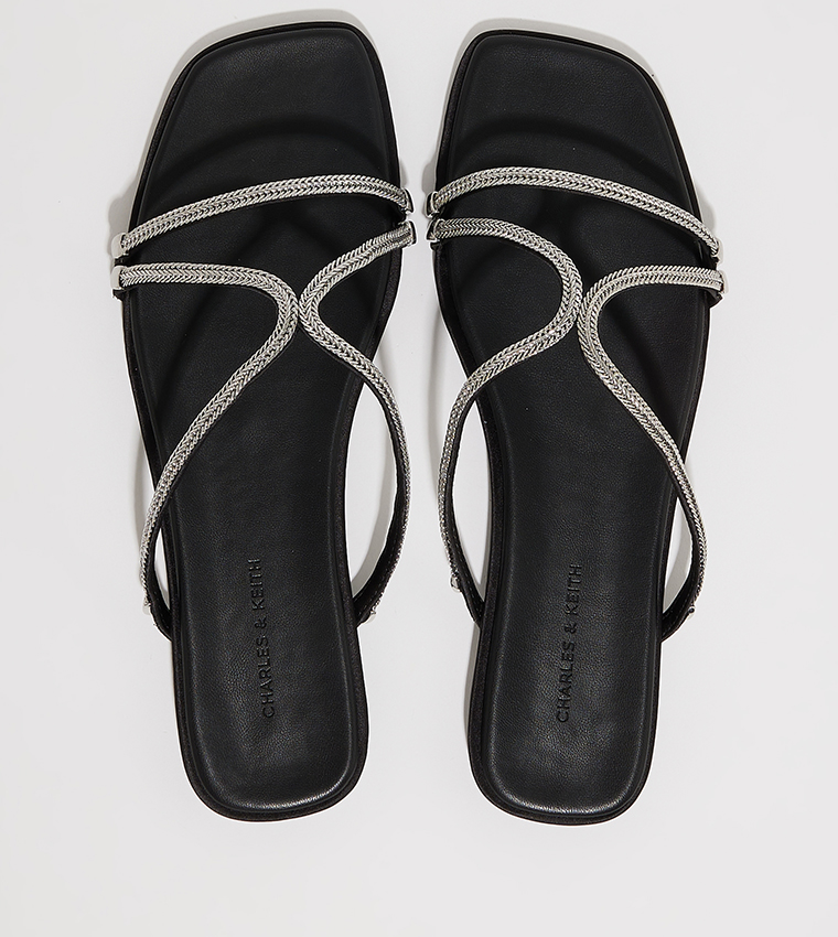 Embellished Open Toe Flat Sandals