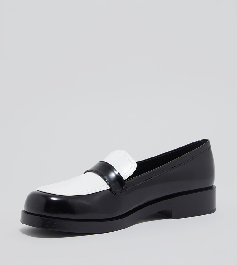 Metal Accent Color Block Loafers