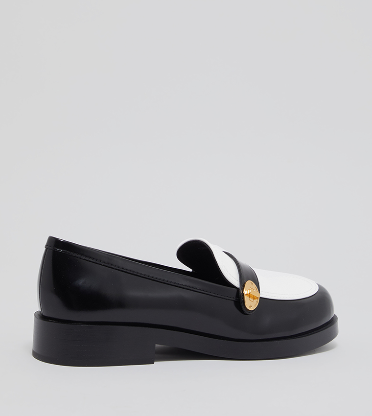 Metal Accent Color Block Loafers