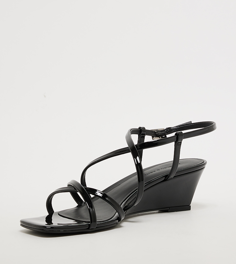 Patent Strappy Wedge Sandals
