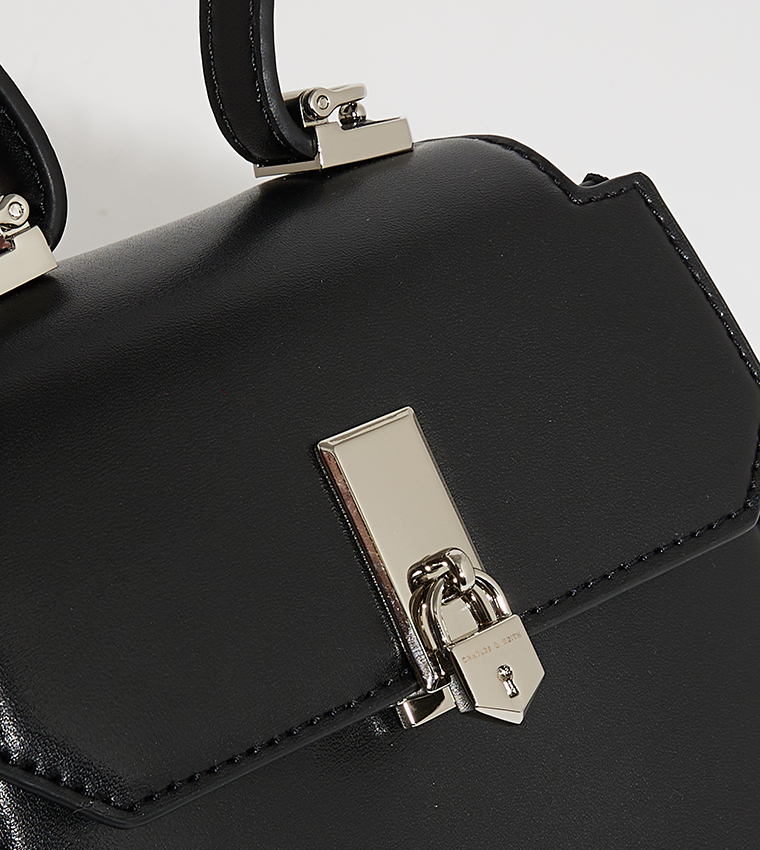 Locket Metallic Chain Top Handle Bag