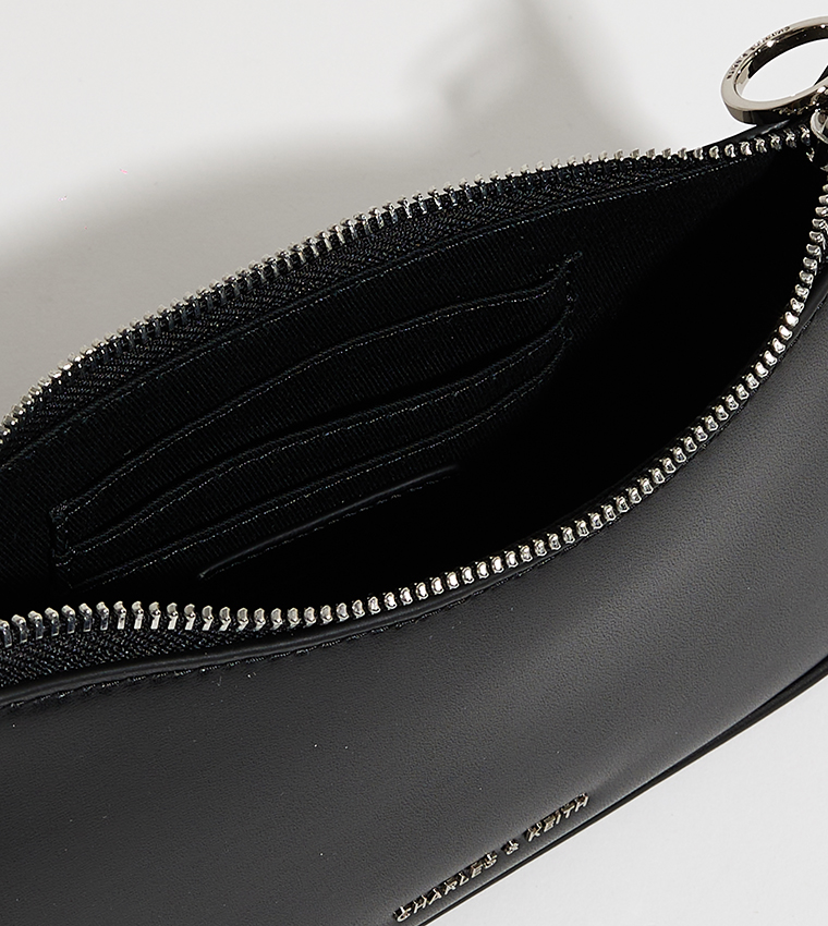 Metallic Curved Zippered Shoulder Bag