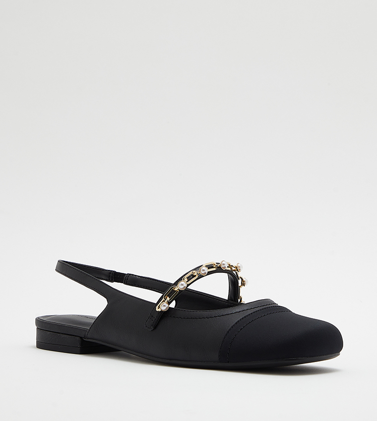 Beaded Chain-Link Slingback Flats