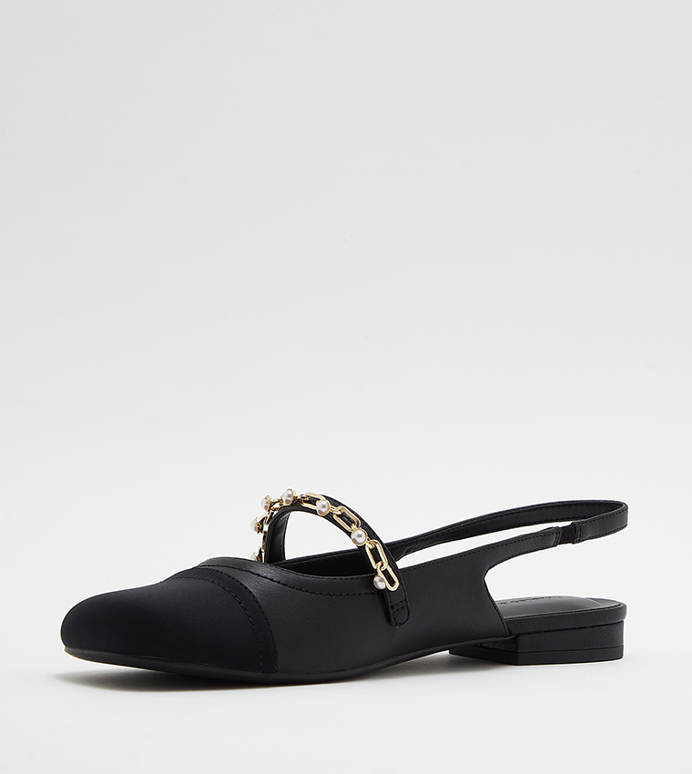 Beaded Chain-Link Slingback Flats
