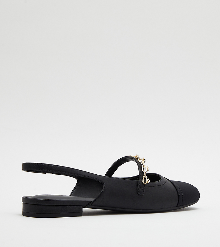Beaded Chain-Link Slingback Flats
