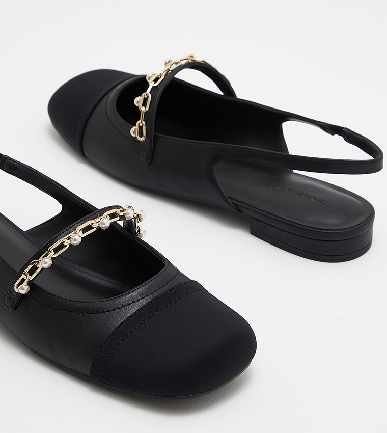 Beaded Chain-Link Slingback Flats