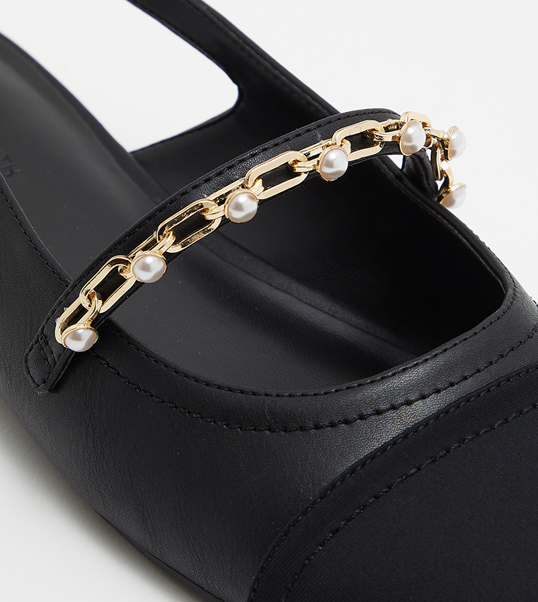 Beaded Chain-Link Slingback Flats