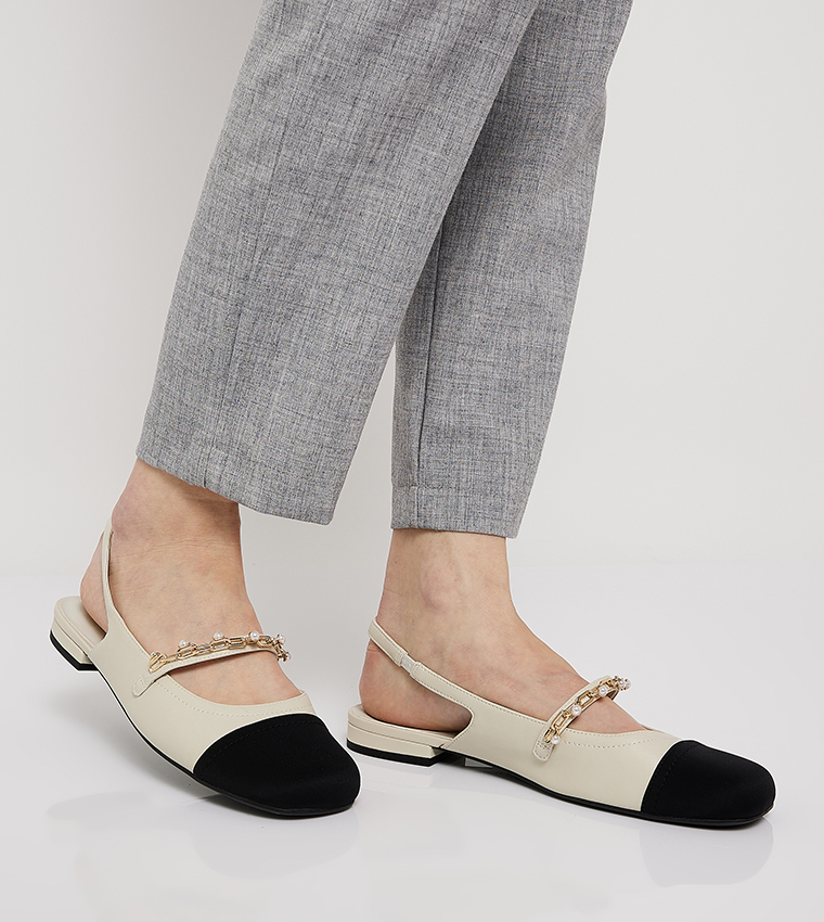 Chain-Link Slingback Flats