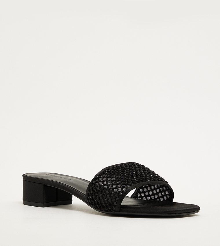 Crystal Embellished Block Heel Sandals