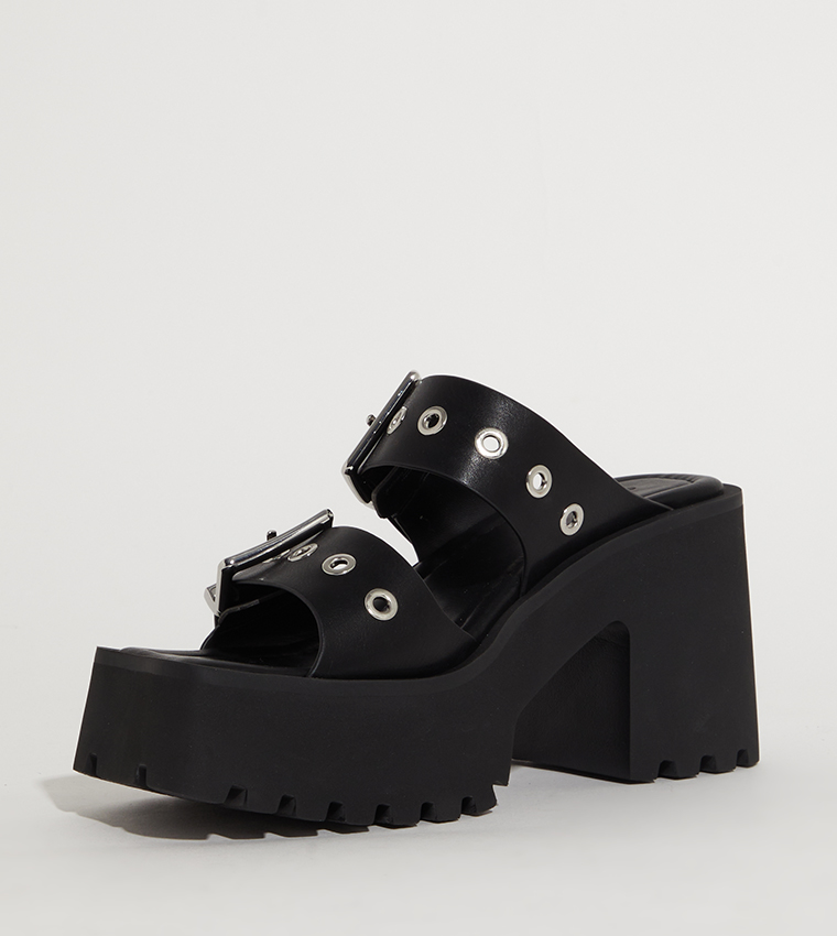 Trill Grommet Double-Strap Platform Heel Sandals