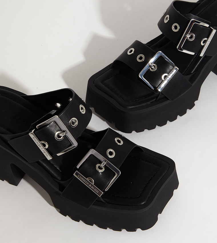 Trill Grommet Double-Strap Platform Heel Sandals