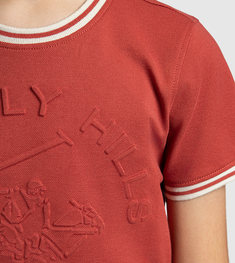 Logo Embossed Crew Neck T-Shirt