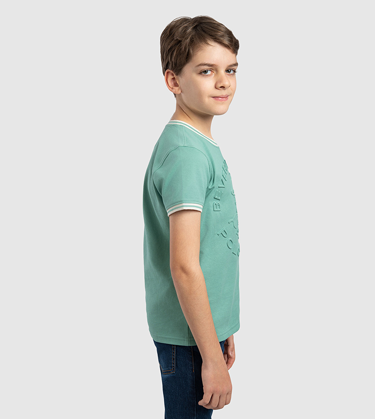 Logo Embossed Crew Neck T-Shirt