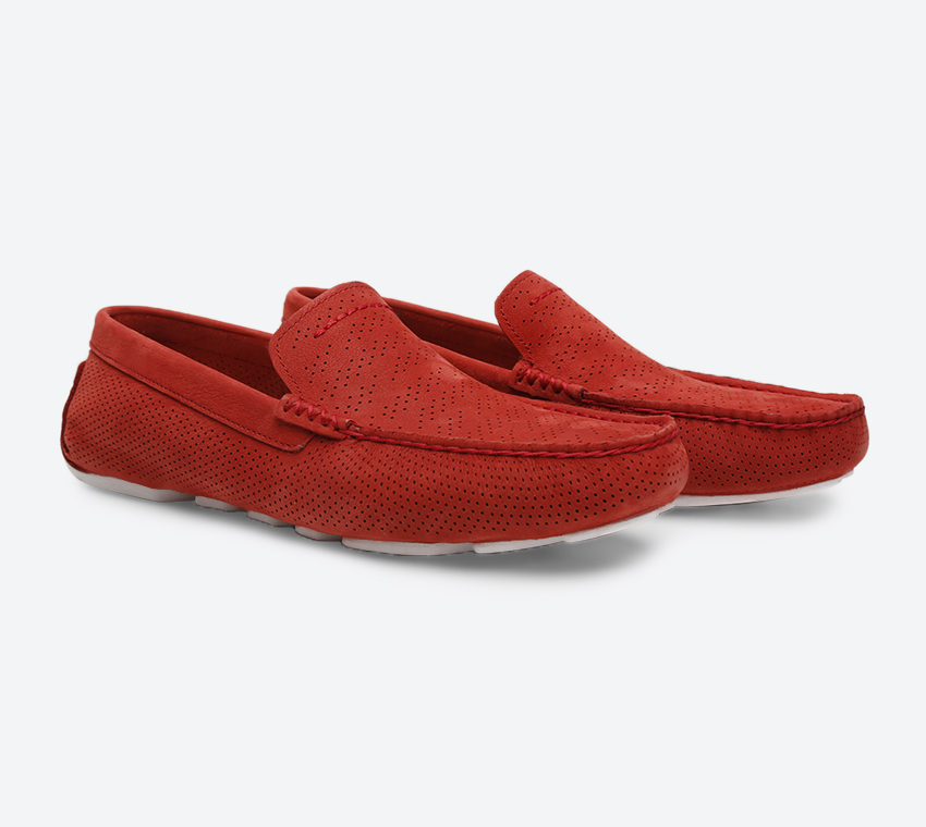 Henrick Stripe Perf Loafer - Red