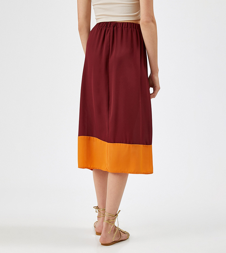 Color Block Midi Skirt