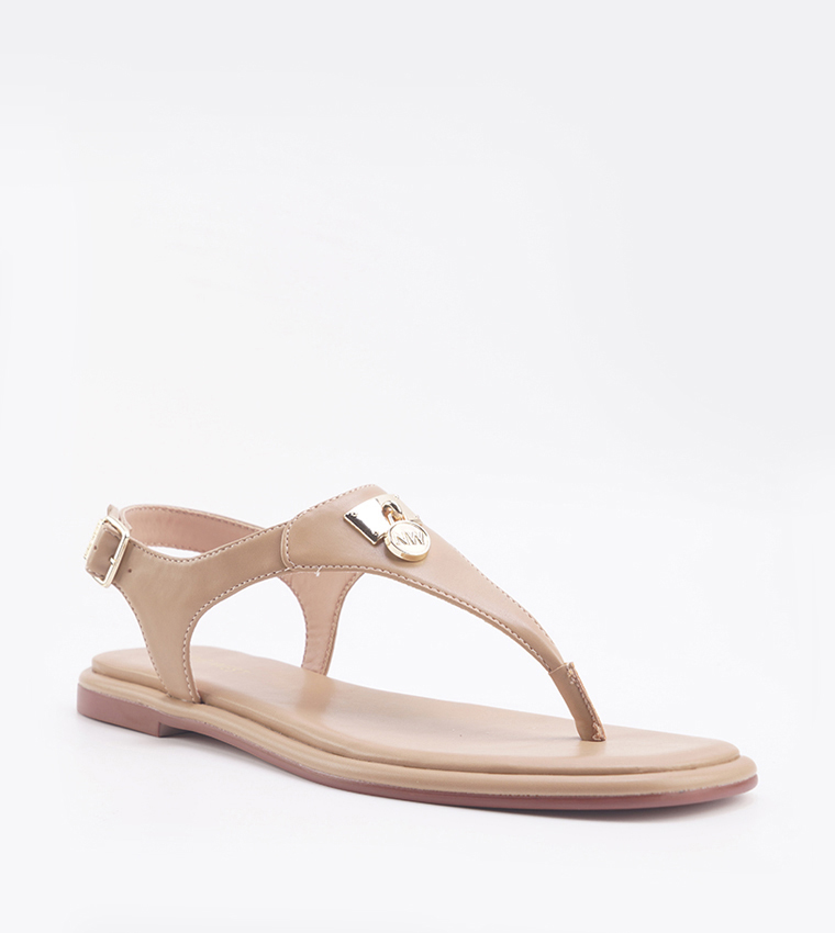 Buy Nine West WOLLO T Strap Flat Sandals In Brown 6thStreet UAE