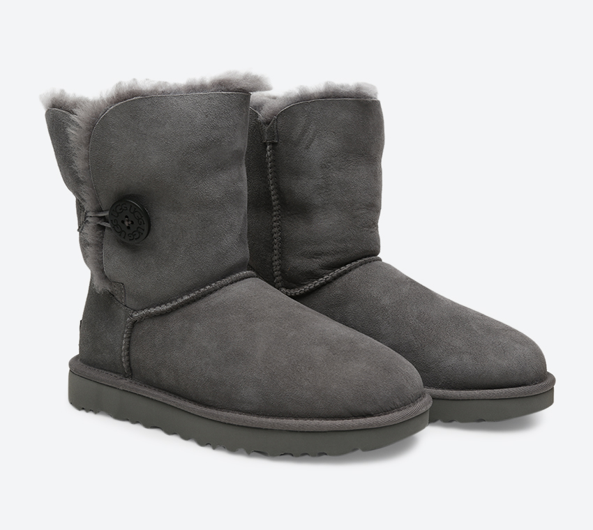 UGG W Bailey Button グレー 6 UGG Australia Bailey Button Grey Sheepskin Winter Boots 5803