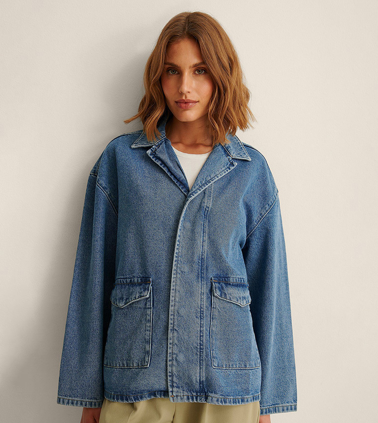 Buy NA KD Patch Pocket Denim Jacket In Blue 6thStreet UAE