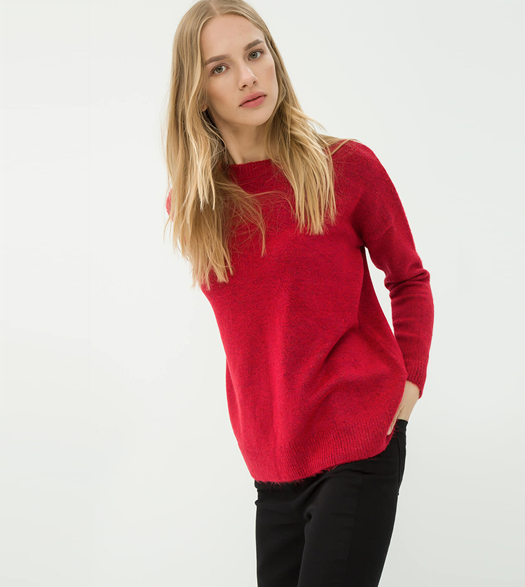 Buy Koton Solid Regular Fit Sweater In Red 6thStreet Bahrain