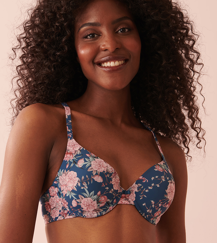 Super Soft & Lightly Lined Comfortable Wired Lace Foam Bra - Blue