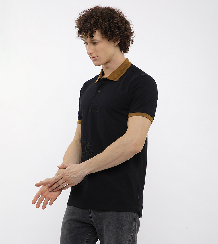 Contrast Tipping Short Sleeves Polo T-Shirt