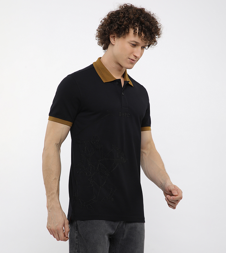 Contrast Tipping Short Sleeves Polo T-Shirt