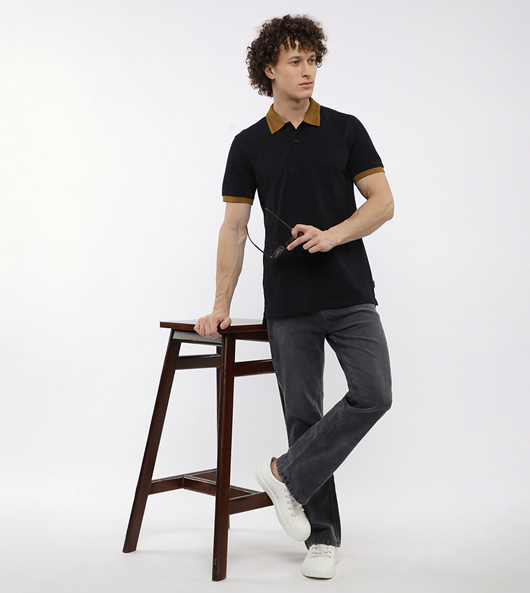 Contrast Tipping Short Sleeves Polo T-Shirt