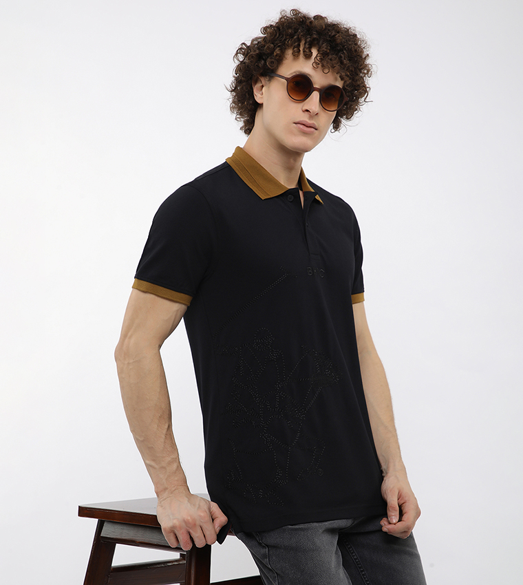 Contrast Tipping Short Sleeves Polo T-Shirt